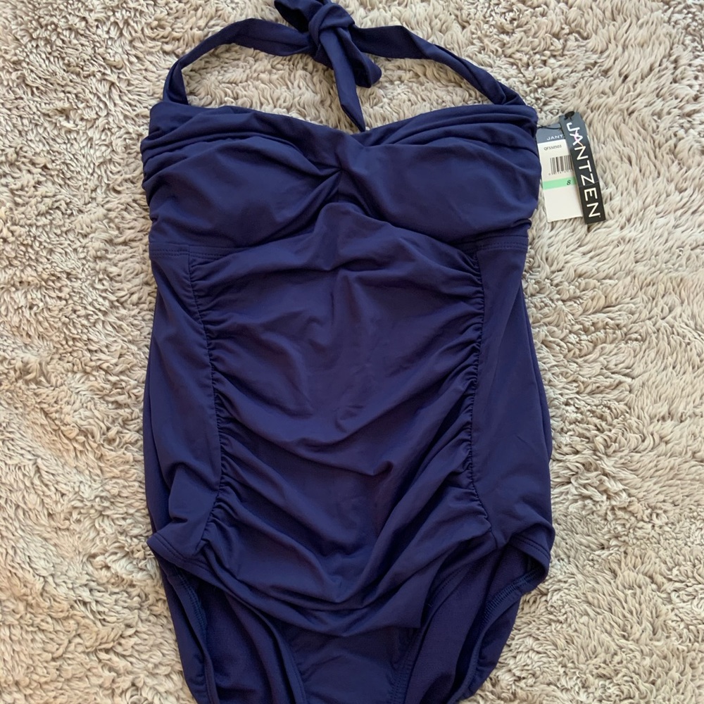 Navy blue one piece bathing suit